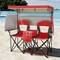 600D Oxford Metal Double Beach Chair with Sunshade and Cooler